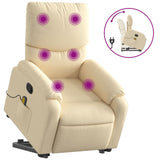 Stand up Massage Recliner Chair Cream Fabric - Front View