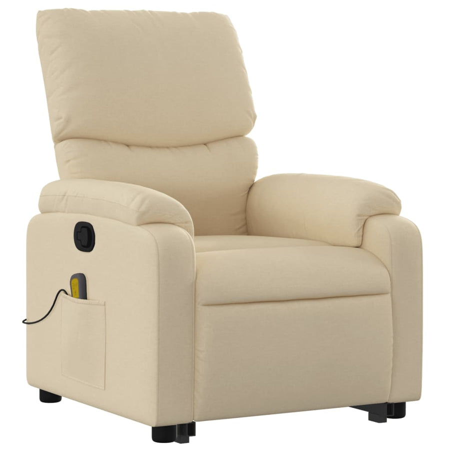 Stand up Massage Recliner Chair Cream Fabric