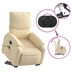 Stand up Massage Recliner Chair Cream Fabric