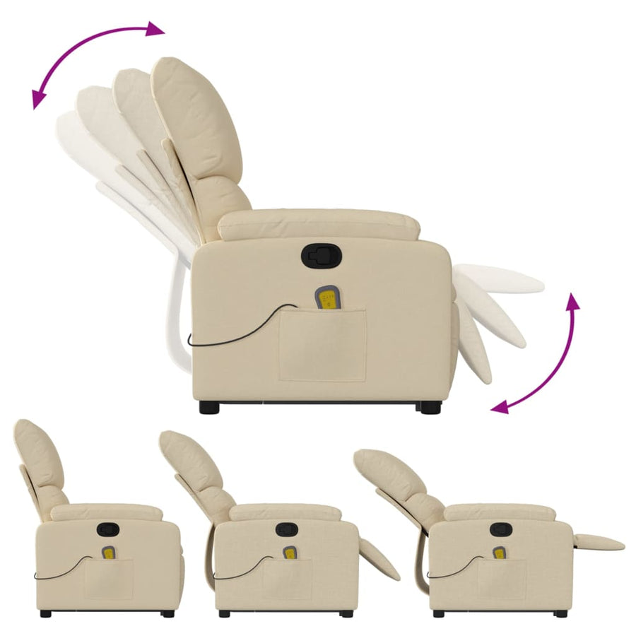Stand up Massage Recliner Chair Cream Fabric