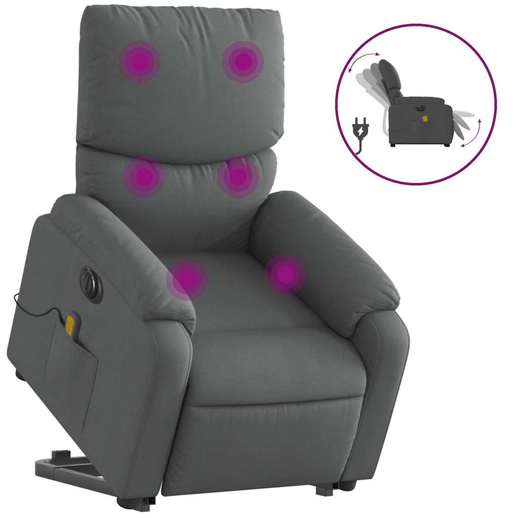 Electric Stand up Massage Recliner Chair Dark Grey Fabric