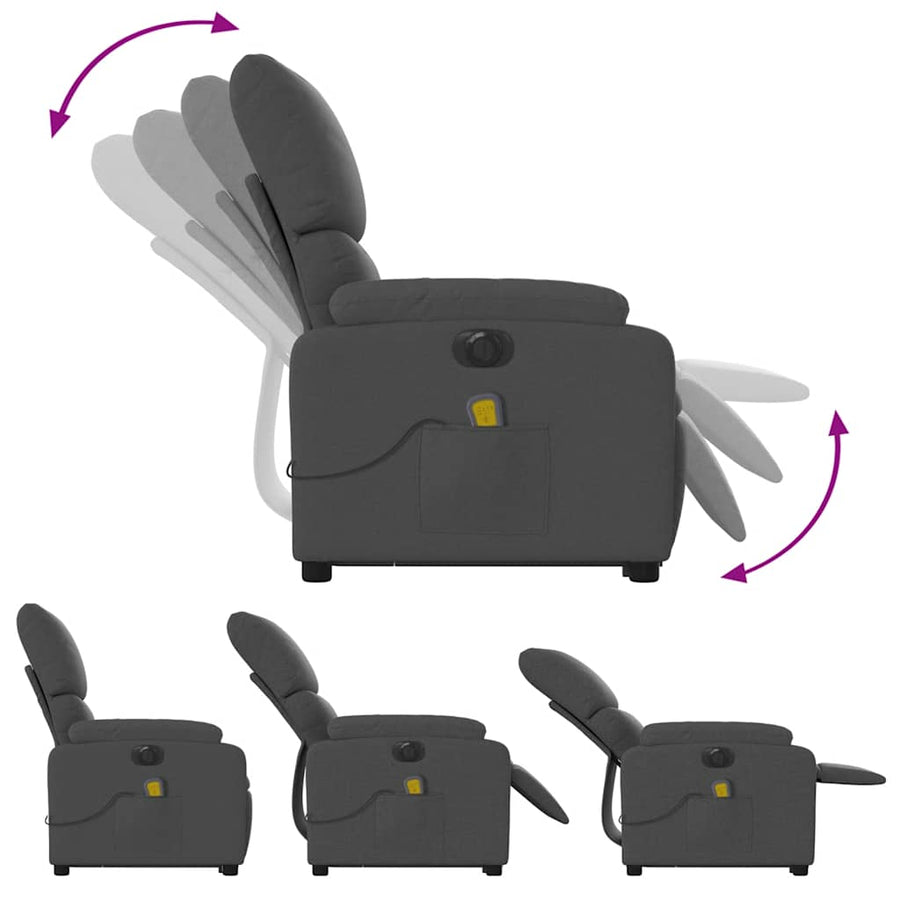Electric Stand up Massage Recliner Chair Dark Grey Fabric