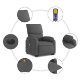 Electric Stand up Massage Recliner Chair Dark Grey Fabric - Low Angle