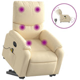 Electric Stand up Massage Recliner Chair Cream Fabric - Front View