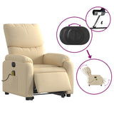 Electric Stand up Massage Recliner Chair Cream Fabric - Rear View