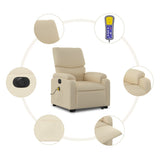 Electric Stand up Massage Recliner Chair Cream Fabric - Low Angle
