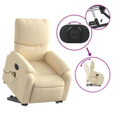 Electric Stand up Massage Recliner Chair Cream Fabric - Extra Image