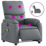 Electric Massage Recliner Chair Grey Faux Leather - Front View