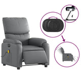 Electric Massage Recliner Chair Grey Faux Leather - Rear View