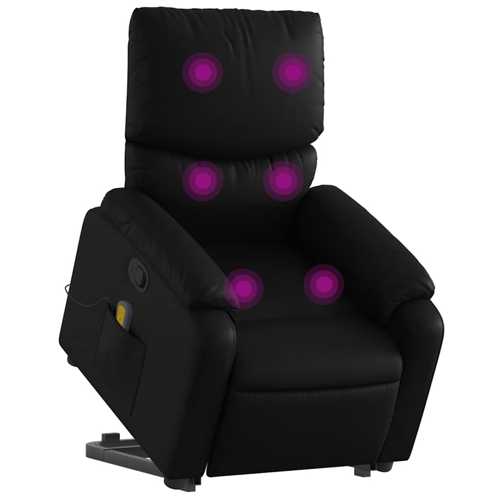 Stand up Massage Recliner Chair Black Faux Leather