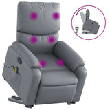 Stand up Massage Recliner Chair Grey Faux Leather - Front View