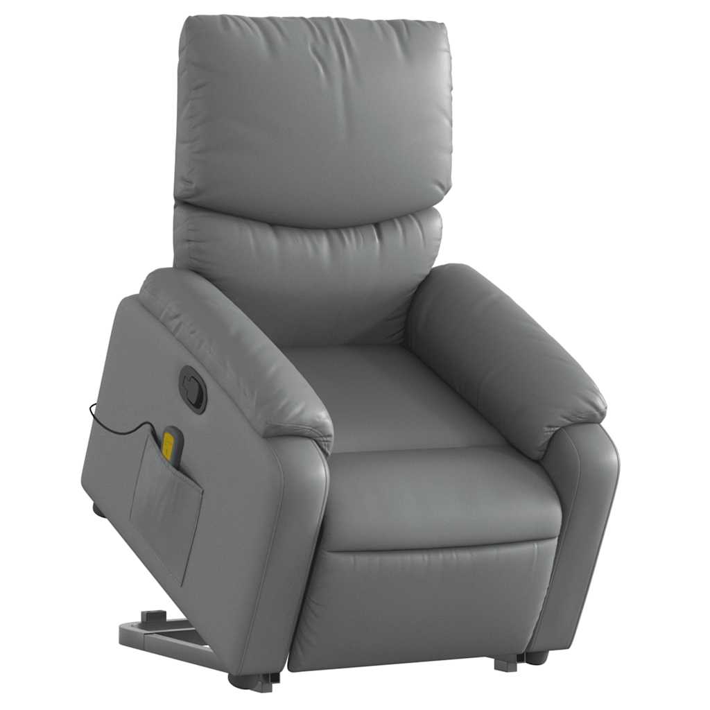 Stand up Massage Recliner Chair Grey Faux Leather