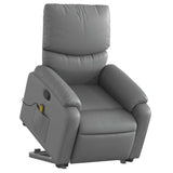 Stand up Massage Recliner Chair Grey Faux Leather - Side View