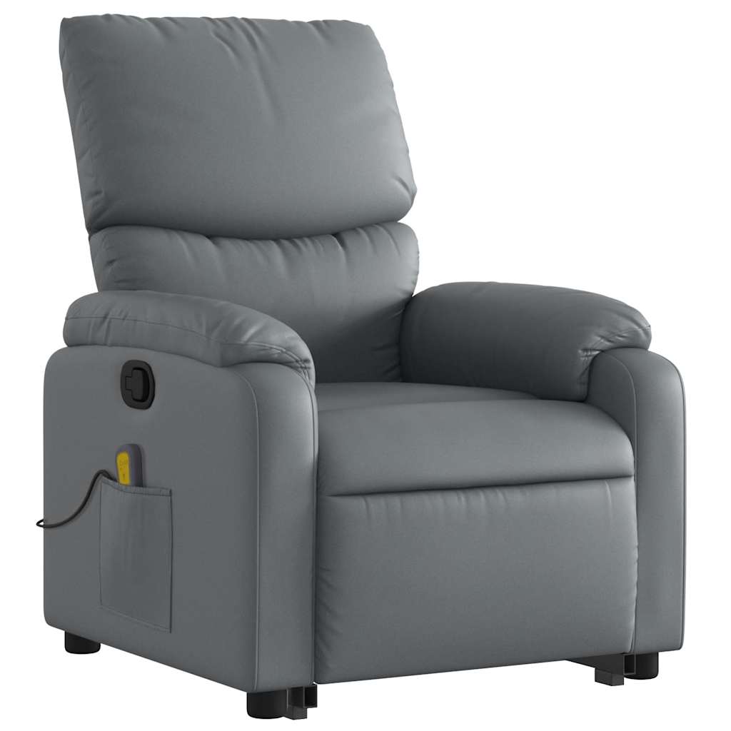 Stand up Massage Recliner Chair Grey Faux Leather