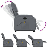 Stand up Massage Recliner Chair Grey Faux Leather - Close-Up Angle