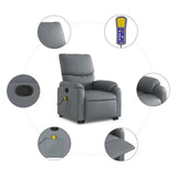 Stand up Massage Recliner Chair Grey Faux Leather - Low Angle