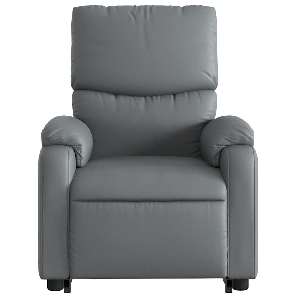 Stand up Massage Recliner Chair Grey Faux Leather