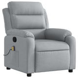 Massage Recliner Chair Light Grey Fabric - Side View