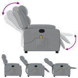 Massage Recliner Chair Light Grey Fabric - 45-Degree Angle