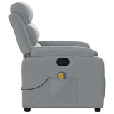 Massage Recliner Chair Light Grey Fabric - Low Angle