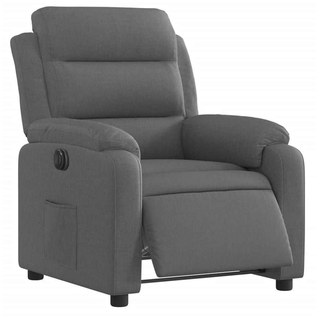Electric Recliner Chair Dark Grey Fabric