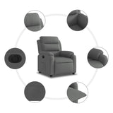 Electric Recliner Chair Dark Grey Fabric - Low Angle