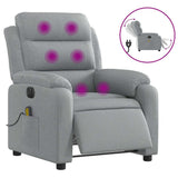 Electric Massage Recliner Chair Light Grey Fabric