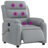 Electric Massage Recliner Chair Light Grey Fabric - Side View