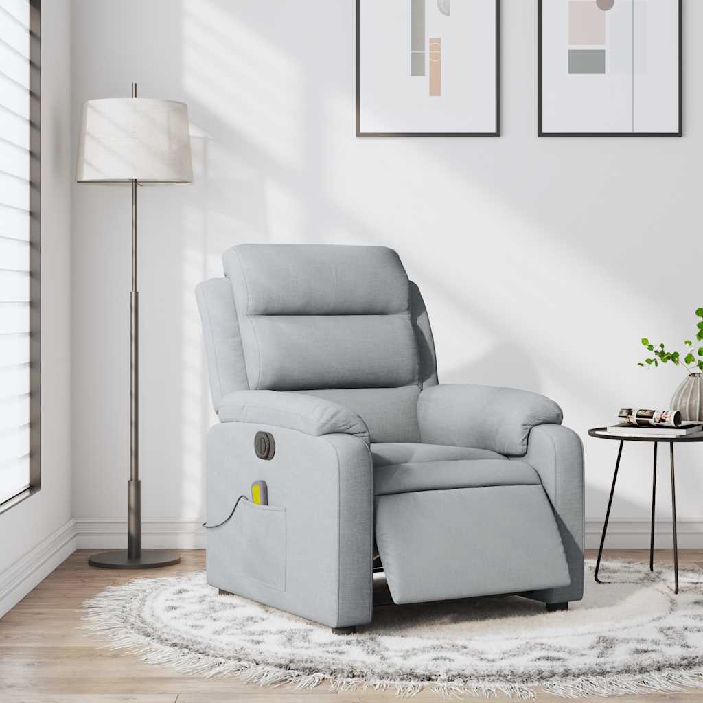 Electric Massage Recliner Chair Light Grey Fabric