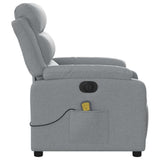 Electric Massage Recliner Chair Light Grey Fabric - Close-Up Angle