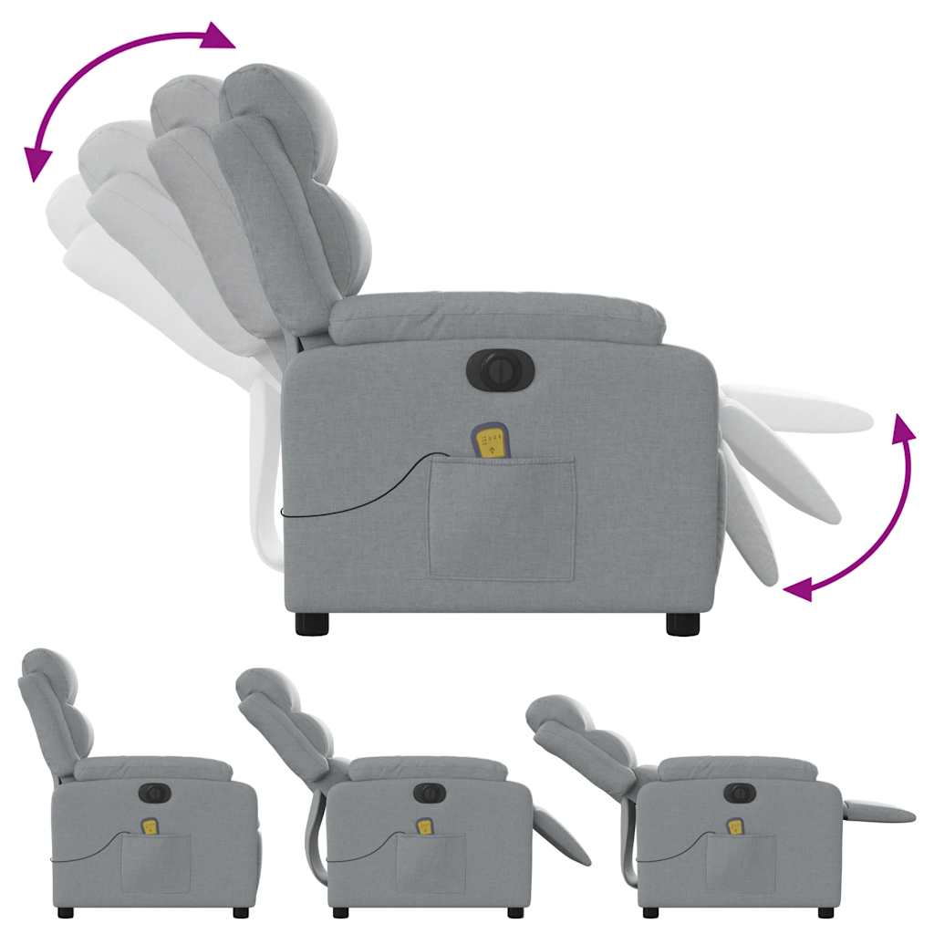 Electric Massage Recliner Chair Light Grey Fabric