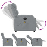 Electric Massage Recliner Chair Light Grey Fabric - Extra Image