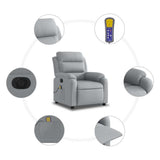 Electric Massage Recliner Chair Light Grey Fabric - Extra Image