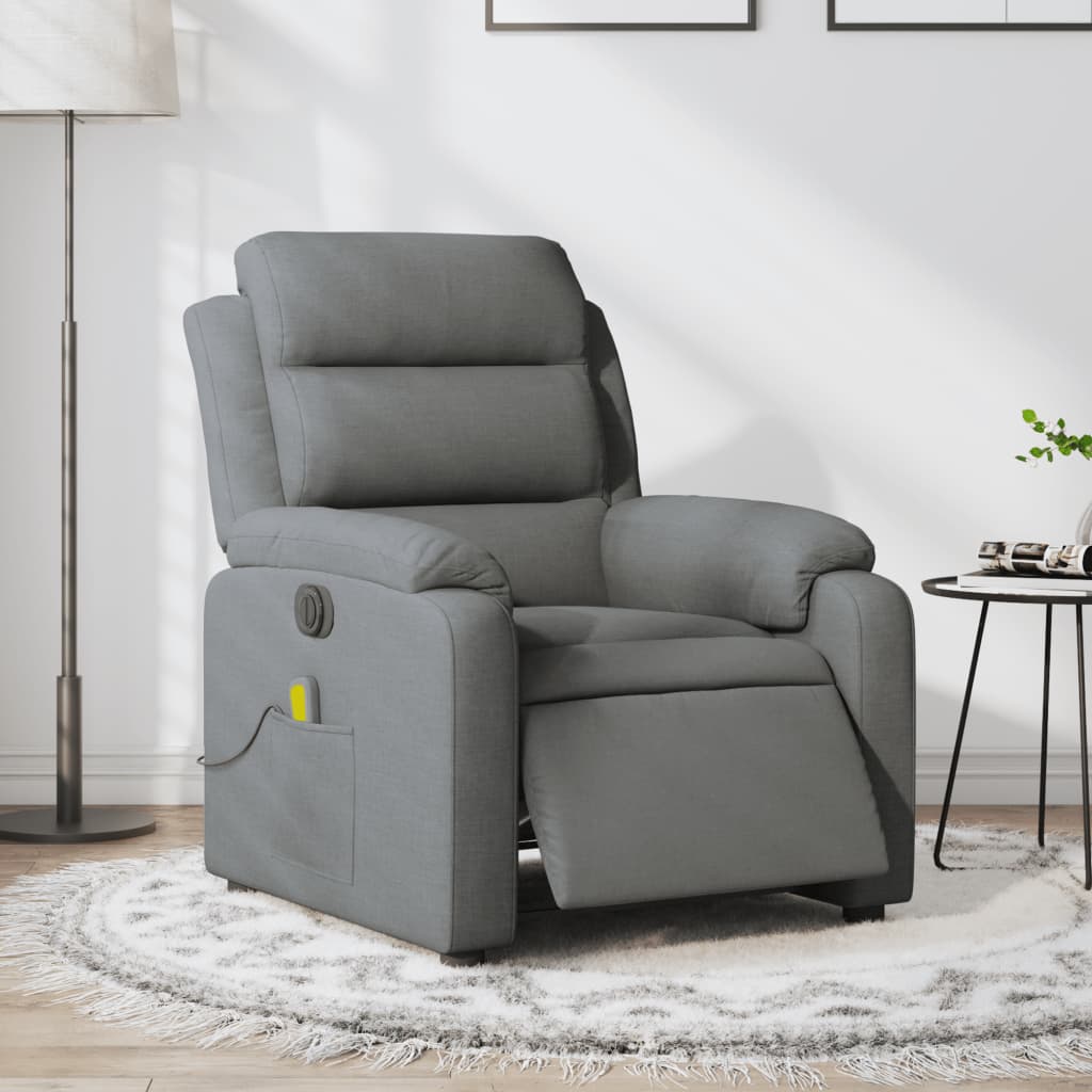 Electric Massage Recliner Chair Dark Grey Fabric