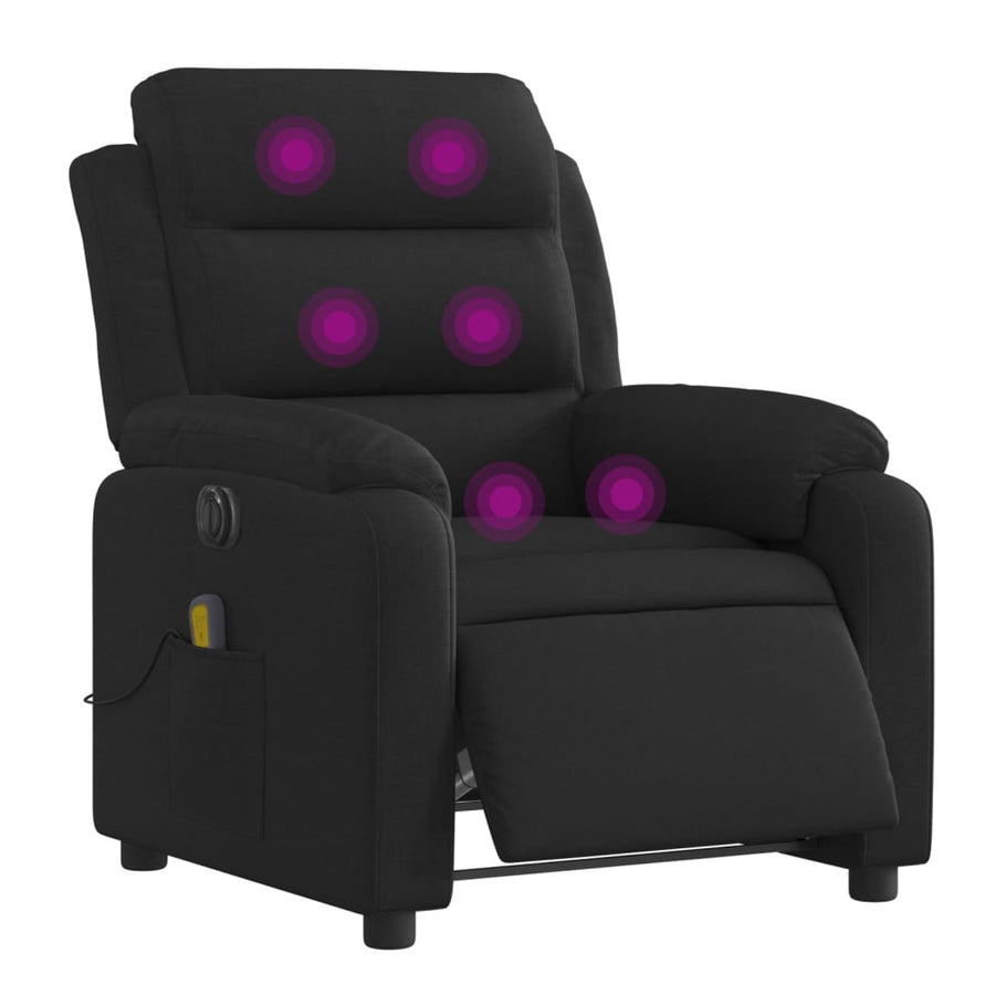 Electric Massage Recliner Chair Black Fabric, Electric