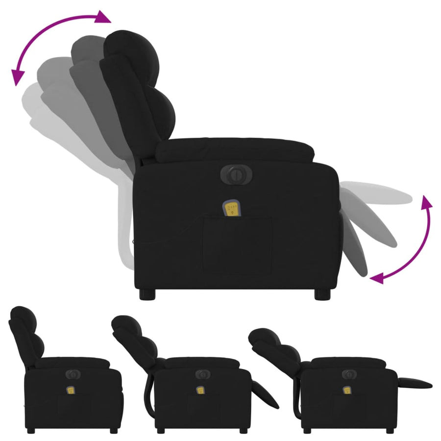 Electric Massage Recliner Chair Black Fabric, image 7
