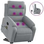 Stand up Massage Recliner Chair Light Grey Fabric
