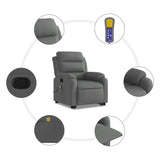 Stand up Massage Recliner Chair Dark Grey Fabric - Low Angle