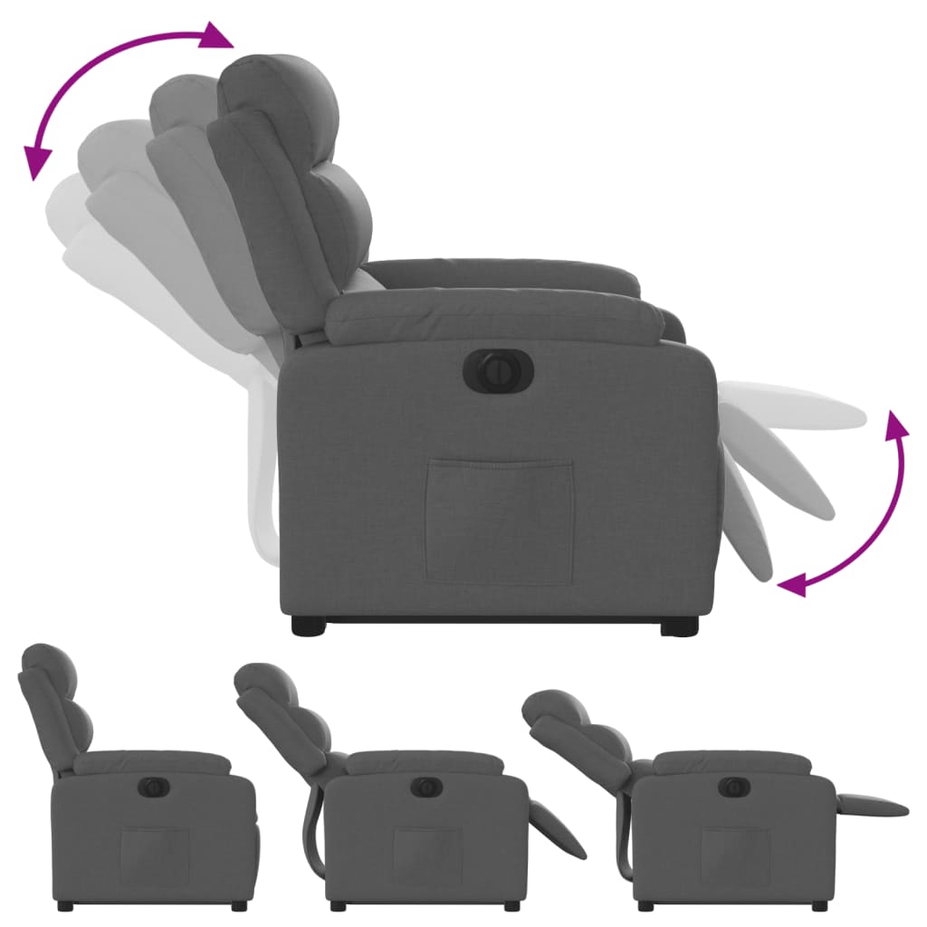 Electric Stand up Recliner Chair Dark Grey Fabric