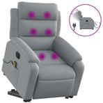 Electric Stand up Massage Recliner Chair Light Grey Fabric