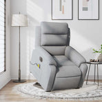 Electric Stand up Massage Recliner Chair Light Grey Fabric