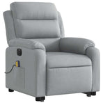 Electric Stand up Massage Recliner Chair Light Grey Fabric