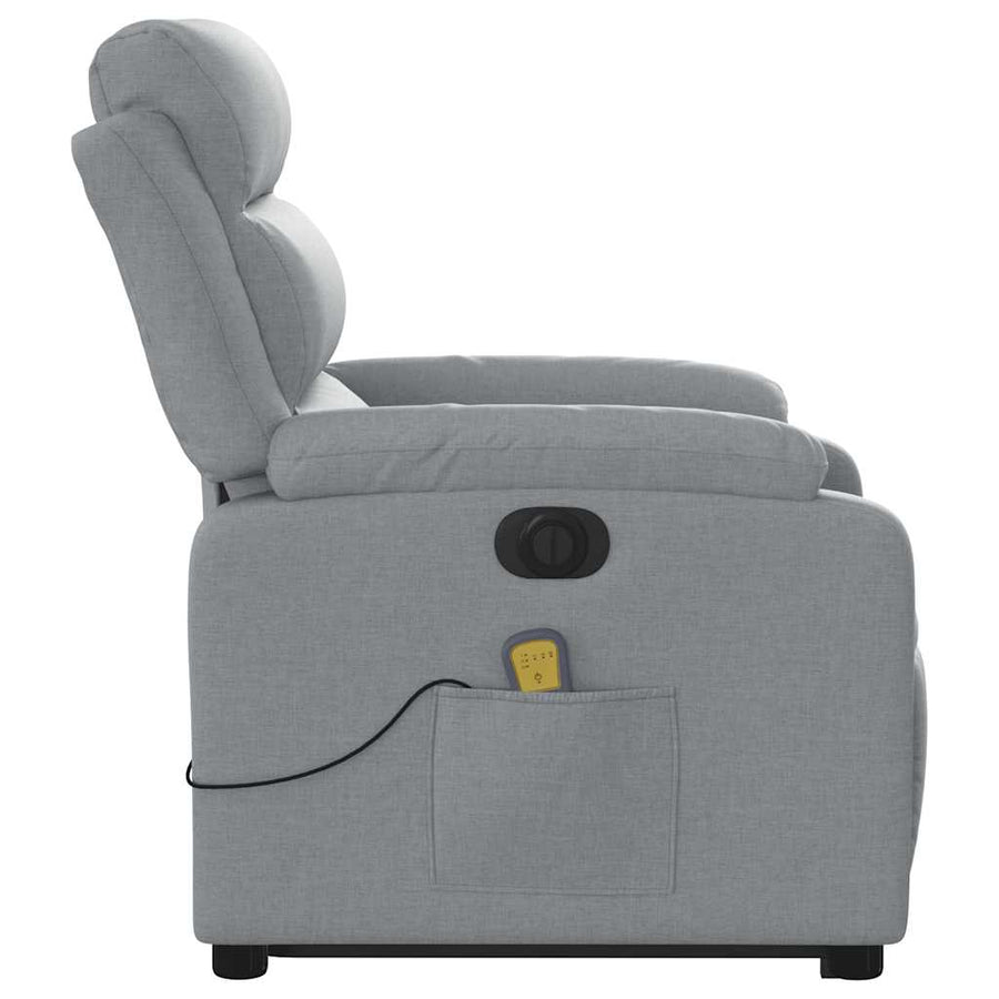 Electric Stand up Massage Recliner Chair Light Grey Fabric