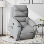 Electric Stand up Massage Recliner Chair Light Grey Fabric