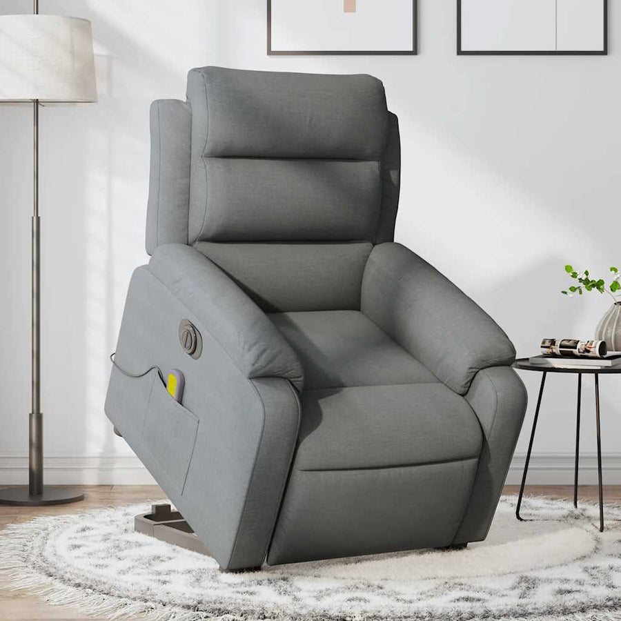 Electric Stand up Massage Recliner Chair Dark Grey Fabric
