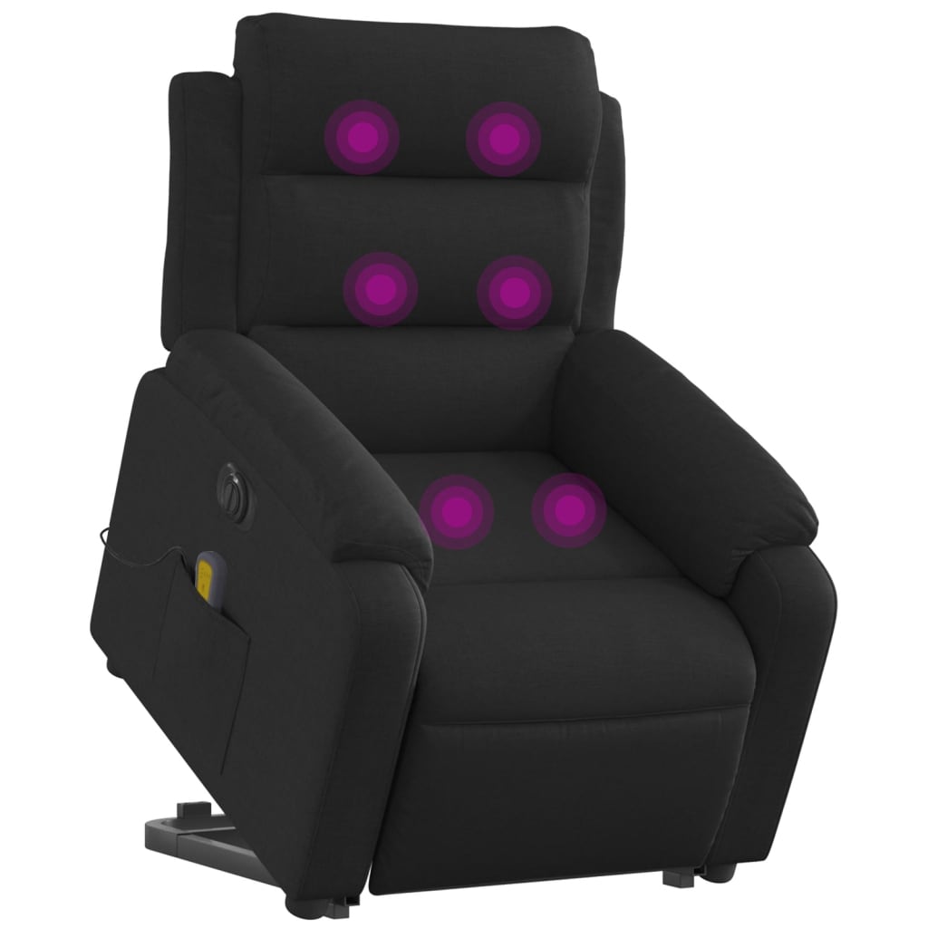 Electric Stand up Massage Recliner Chair Black Fabric