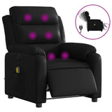 Electric Massage Recliner Chair Black Faux Leather - Front View