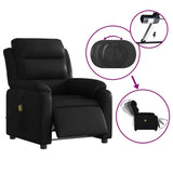 Electric Massage Recliner Chair Black Faux Leather - Rear View