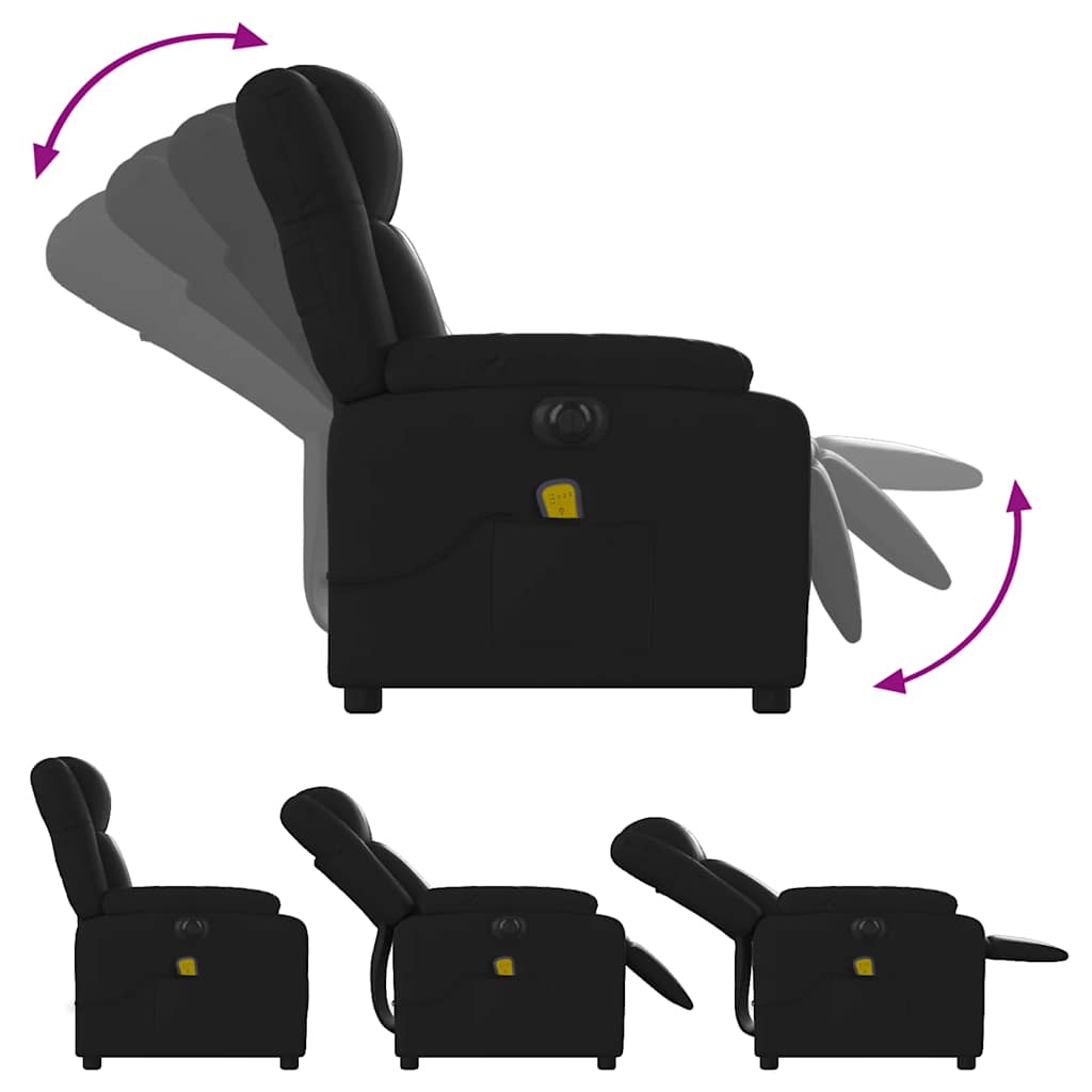 Electric Massage Recliner Chair Black Faux Leather