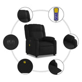 Electric Massage Recliner Chair Black Faux Leather - Low Angle